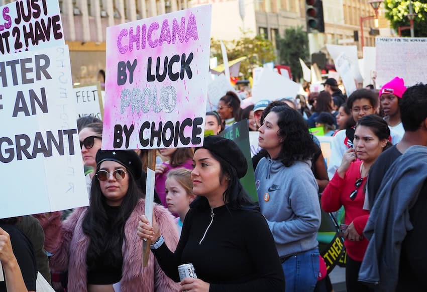 Chicanas protest in the United States.