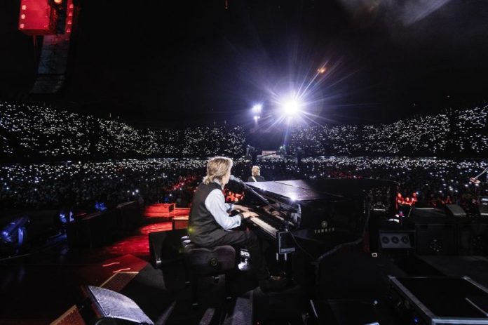 Paul McCartney performs at the Mexico City Foro Sol in 2023, his most recent concert tour dates in Mexico