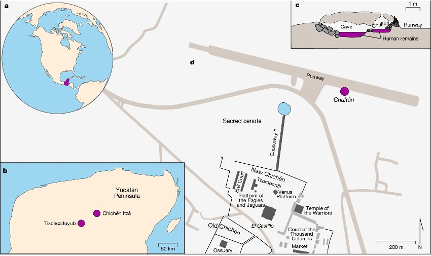 Chart showing the location of the remains of sacrificial victims