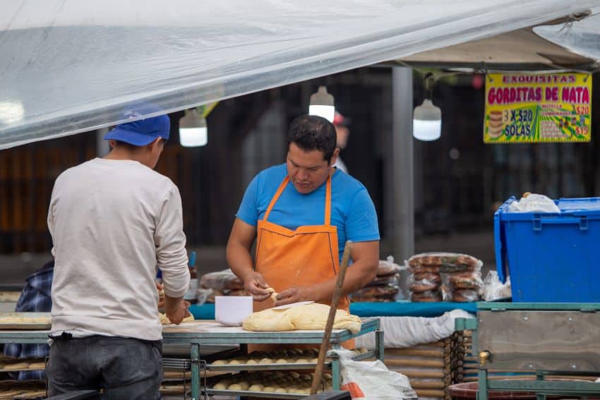 Butcher in a market