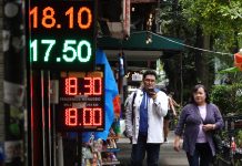 Posted currency exchange rates outside of a bank