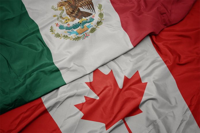 canada-mexico The flags of Canada and Mexico