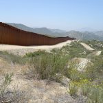 A stretch of the Mexico-US border wall in the desert