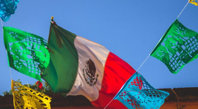 Mexican flag and papel picado