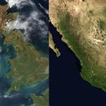 Satellite image of the United Kingdom and Mexico