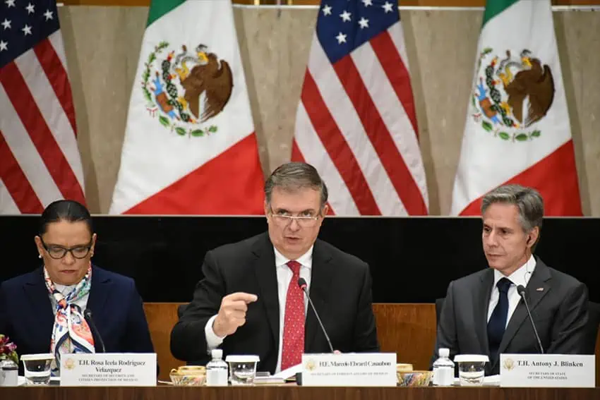 Rosa Icela Rodríguez, Marcelo Ebrard and Antony Blinken